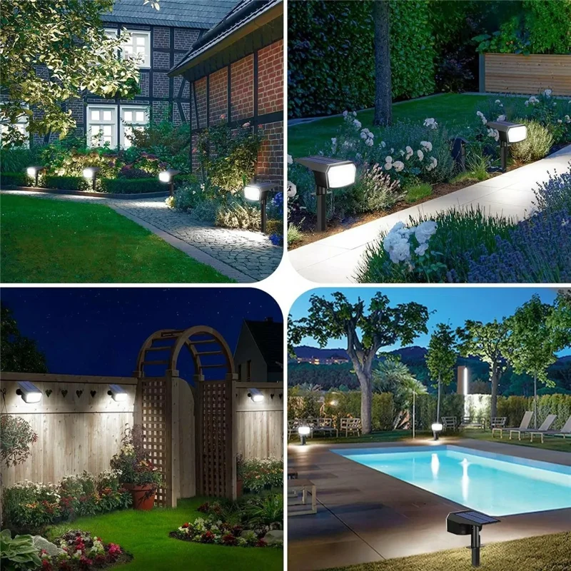 ZJ-DC59 4 Stück Solarrasenleuchten 59 LED Outdoor Garten Hof wasserdichte Bodenspießleuchte