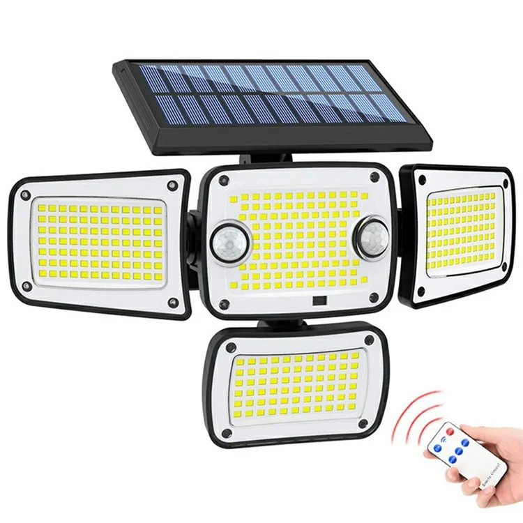 TY10312 4 Heads Solar Outdoor Wall Light 342 LED Motion Sensor Lamp for Garden Yard Pathway