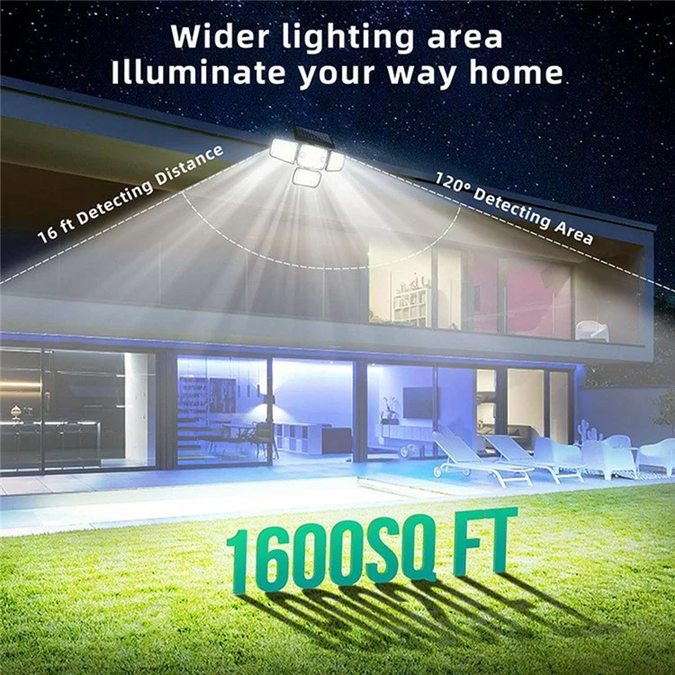 TY10313 Split Type 4 Heads Solar Outdoor Wall Light 342 LED Motion Sensor Lamp for Garden Yard Pathway