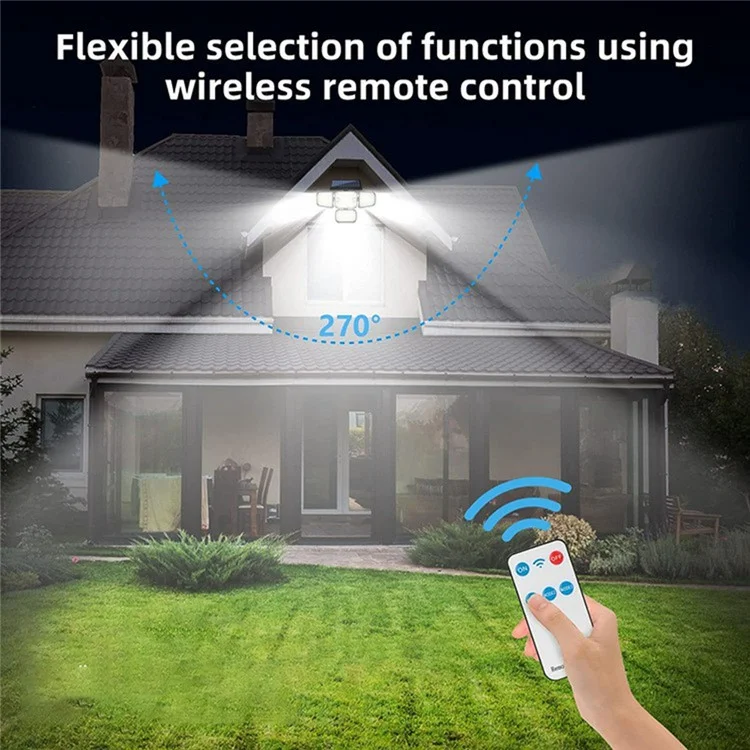 TY10313 Split Type 4 Heads Solar Outdoor Wall Light 342 LED Motion Sensor Lamp for Garden Yard Pathway