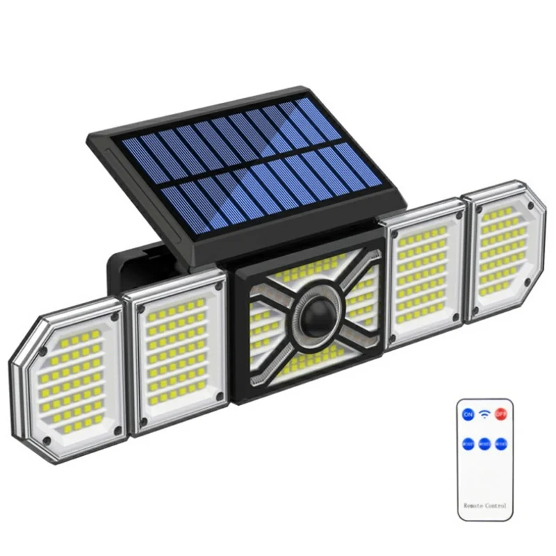 TY10708 Solar Powered 5 Heads 244 LED Wall Light Outdoor Waterproof Motion Sensor Lamp