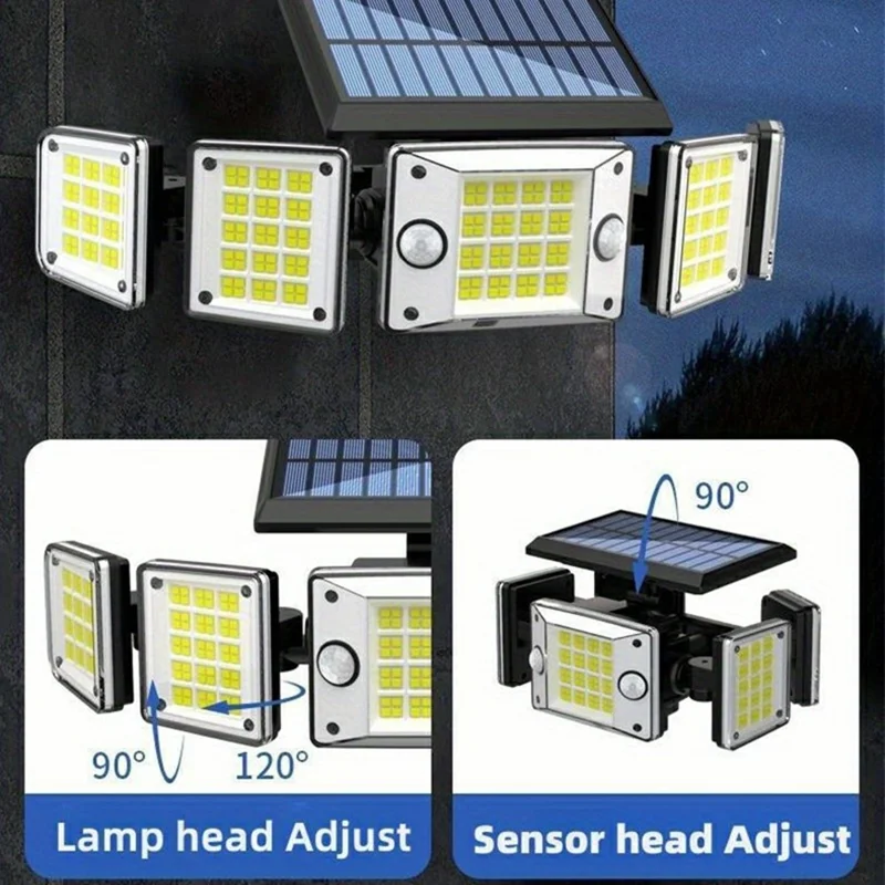 TY10710 5 Heads Split Wall Light 280 LED Waterproof Motion Sensor Solar Lamp with Remote