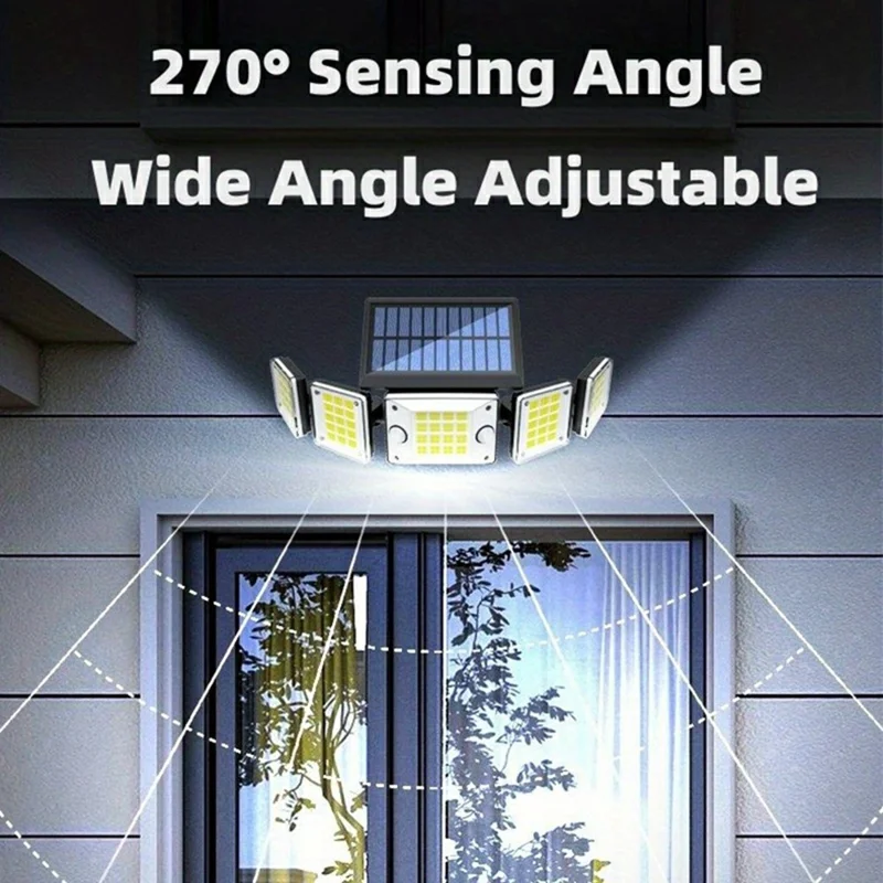TY10710 5 Heads Split Wall Light 280 LED Waterproof Motion Sensor Solar Lamp with Remote