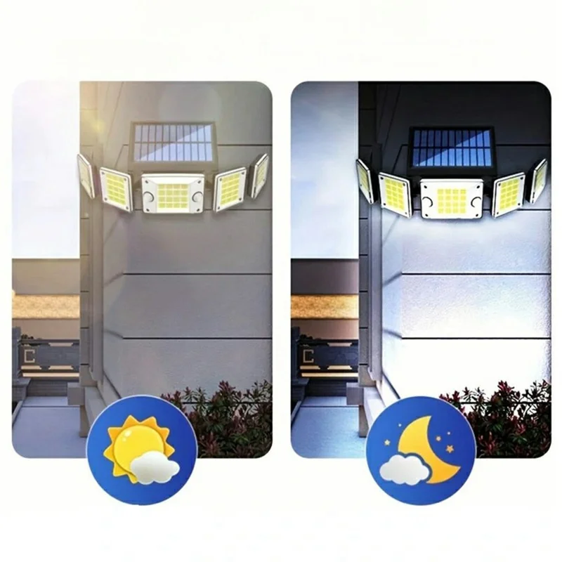TY10710 5 Heads Split Wall Light 280 LED Waterproof Motion Sensor Solar Lamp with Remote