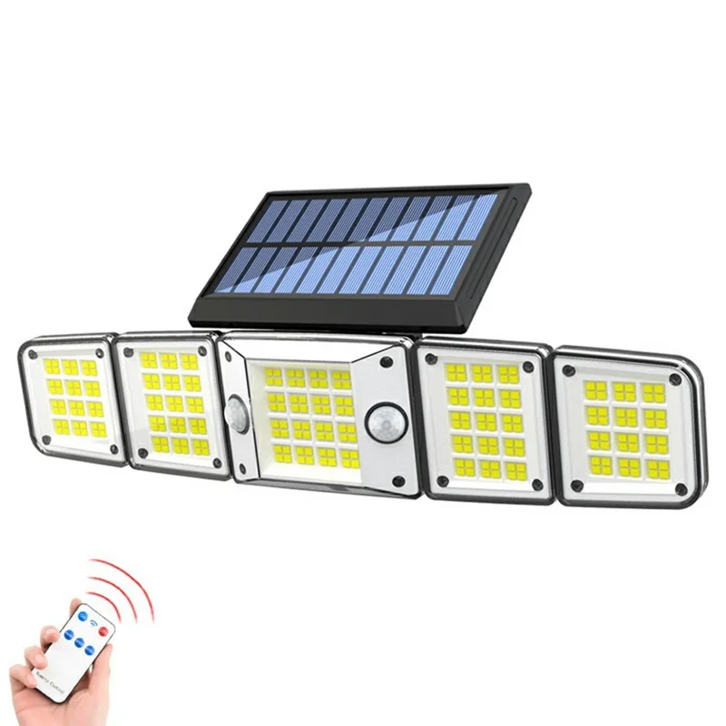 TY10707 5 Heads Integrated Wall Light 280 LED Waterproof Motion Sensor Solar Lamp with Remote