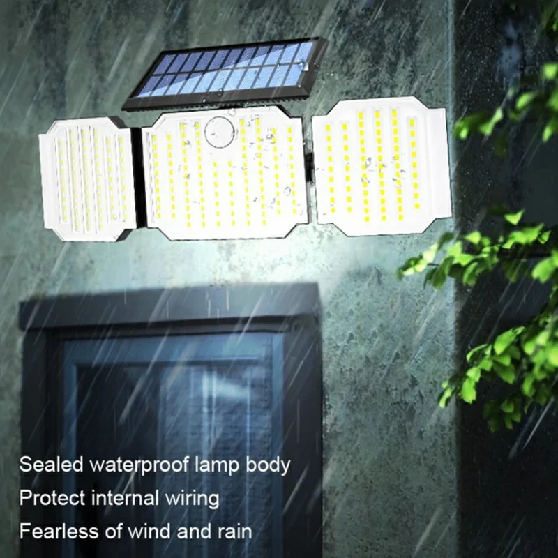 TY05143 3 Heads Rotatable 283 LED Wall Light Motion Sensor Outdoor Waterproof Solar Lamp