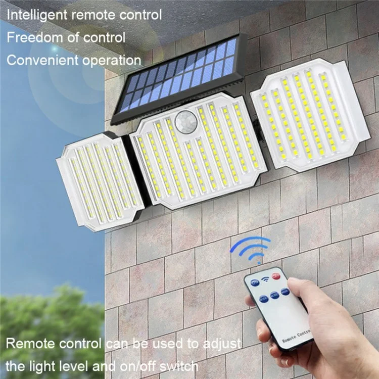 TY05143 3 Heads Rotatable 283 LED Wall Light Motion Sensor Outdoor Waterproof Solar Lamp