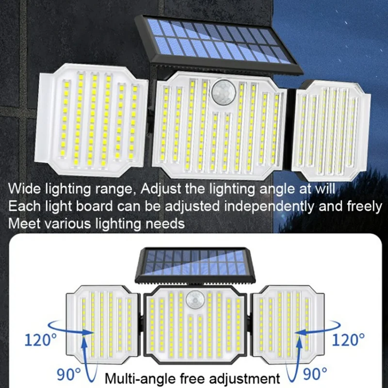 TY05143 3 Heads Rotatable 283 LED Wall Light Motion Sensor Outdoor Waterproof Solar Lamp
