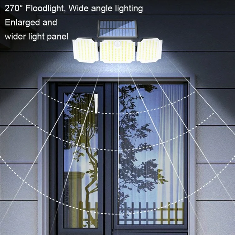 TY05143 3 Heads Rotatable 283 LED Wall Light Motion Sensor Outdoor Waterproof Solar Lamp