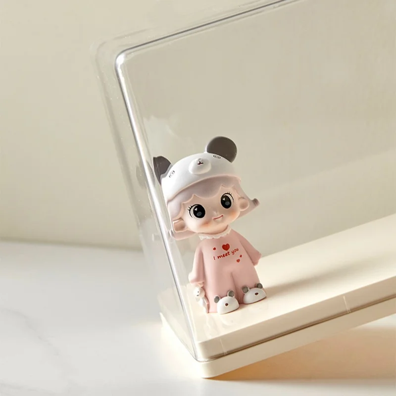 Blind Box Display Case Transparent Figure Collection Storage PET + PS Dust-Proof Showcase Size L