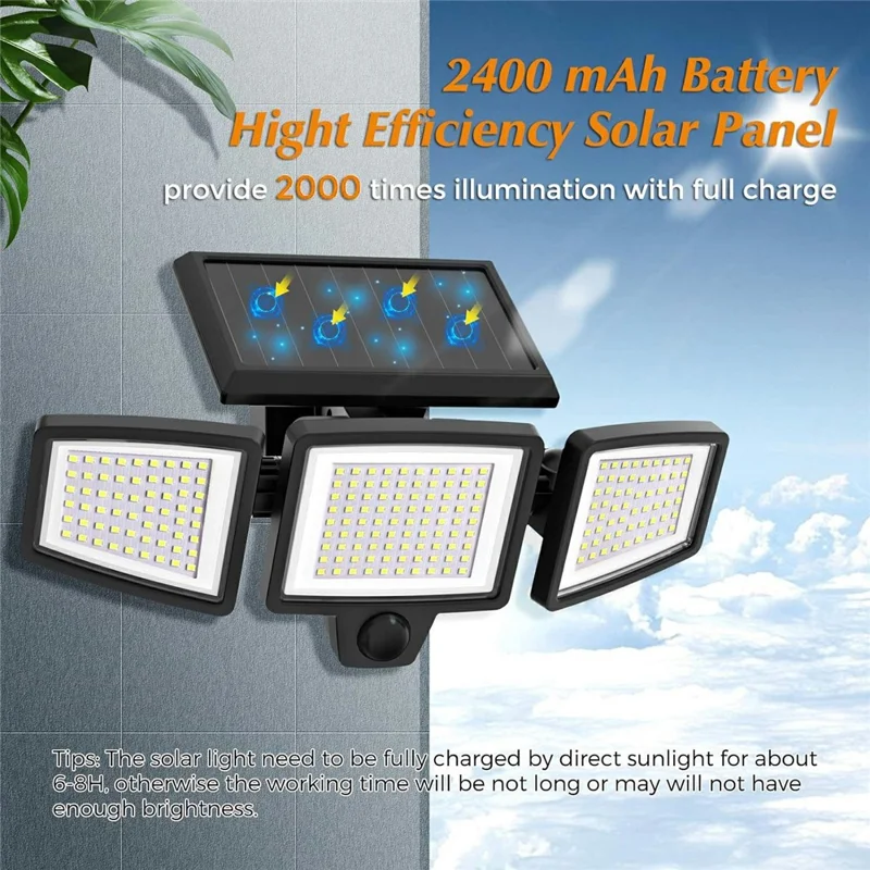 TY-YJ002A 210 LED Solar Wall Light IP65 Waterproof Motion Sensor Security Lighting for Yard / Patio / Garage