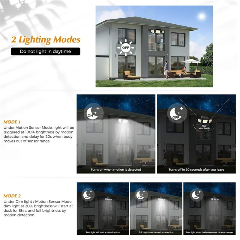 TY-YJ002A 210 LED Solar Wall Light IP65 Waterproof Motion Sensor Security Lighting for Yard / Patio / Garage