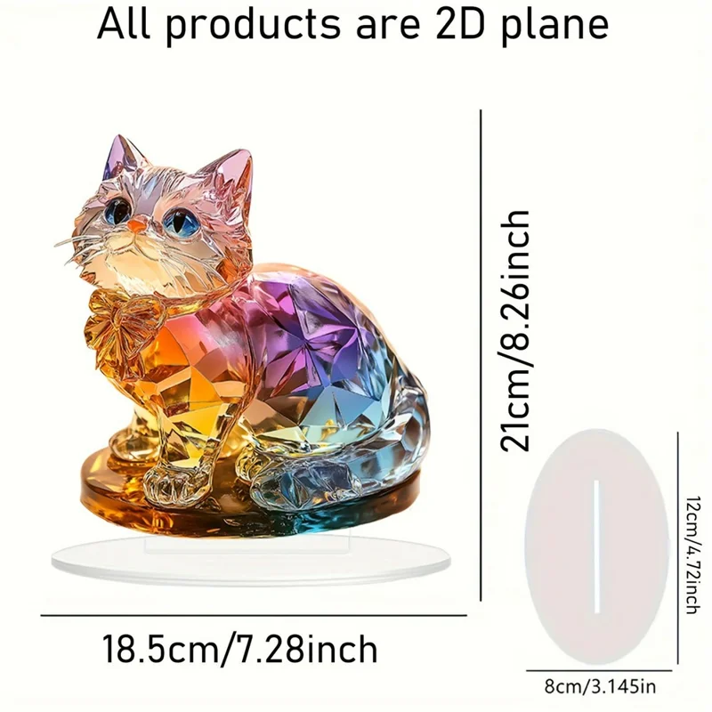 Creative Colorful Cat Acrylic Desktop Ornament Decorative Figurine For Living Room  /  Bedroom  /  Study