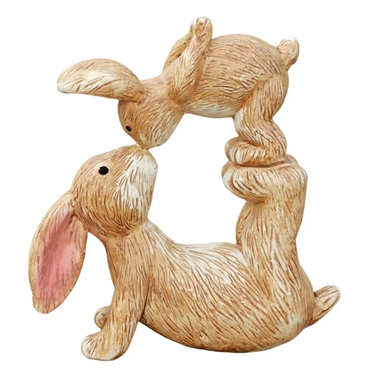 Figurines de lapins s'embrassant Ornement décoratif en résine Figurines de lapins de Pâques pour la décoration saisonnière