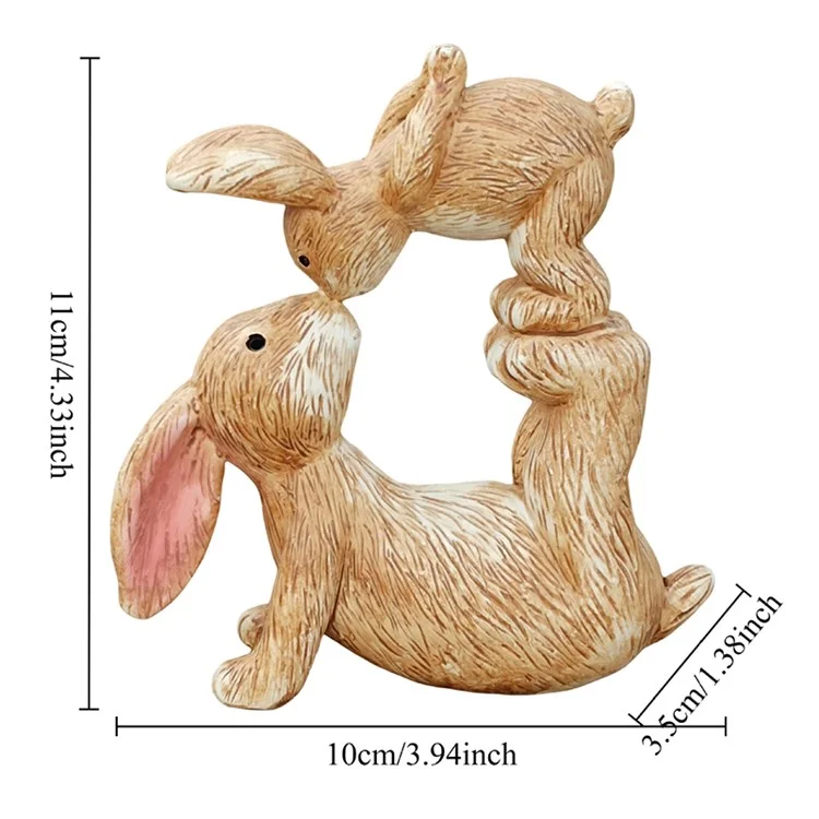Figurines de lapins s'embrassant Ornement décoratif en résine Figurines de lapins de Pâques pour la décoration saisonnière