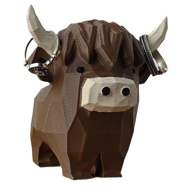 Highland Cow Ring Holder Resin Craft Decorative Figurine Jewelry Storage Organizer Desktop Ornament