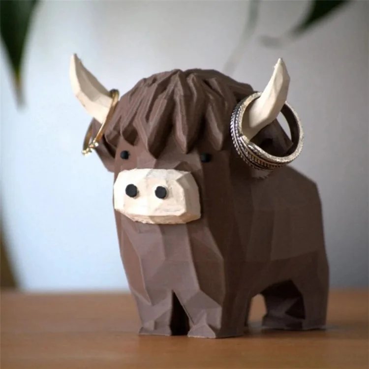Highland Cow Ring Holder Resin Craft Decorative Figurine Jewelry Storage Organizer Desktop Ornament