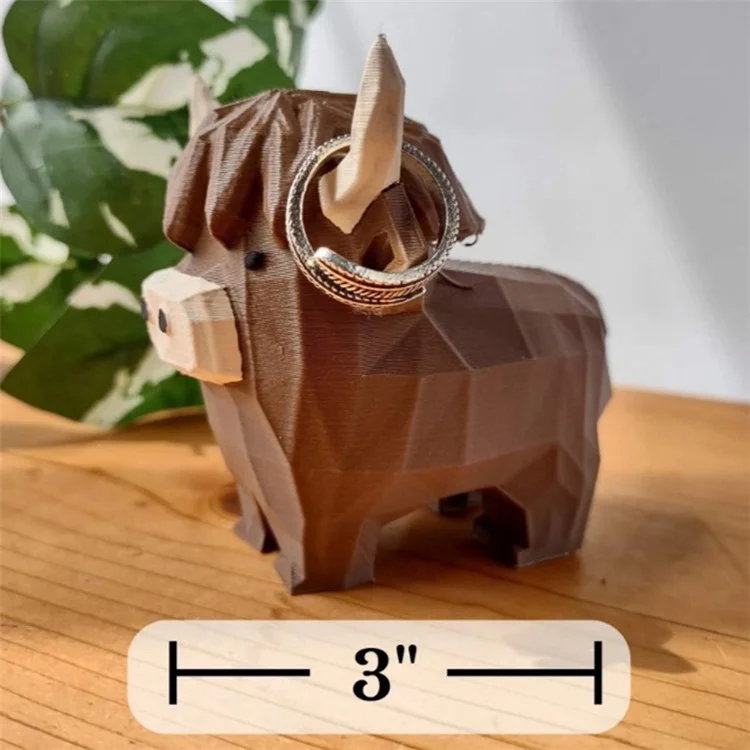 Highland Cow Ring Holder Resin Craft Decorative Figurine Jewelry Storage Organizer Desktop Ornament