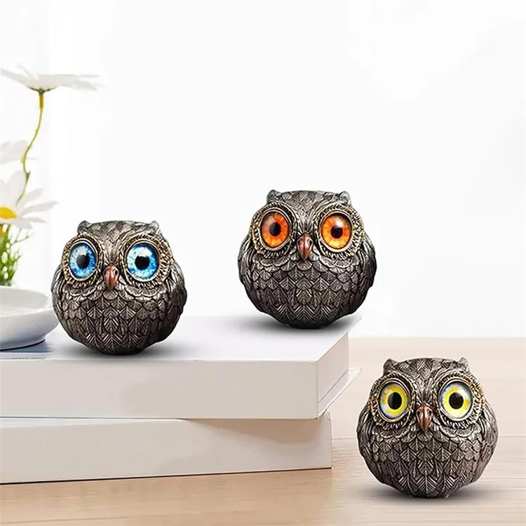 Figurine de Hibou en Résine - Ornement Décoratif Porte-Bonheur Symbole de Sagesse pour Maison / Jardin / Table - Rouge