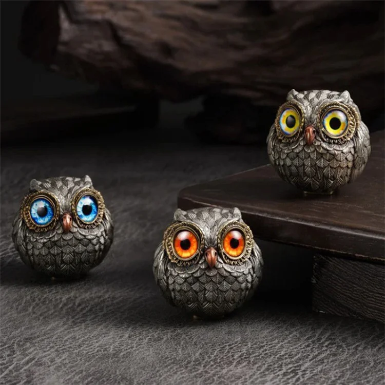 Figurine de Hibou en Résine - Ornement Décoratif Porte-Bonheur Symbole de Sagesse pour Maison / Jardin / Table - Rouge
