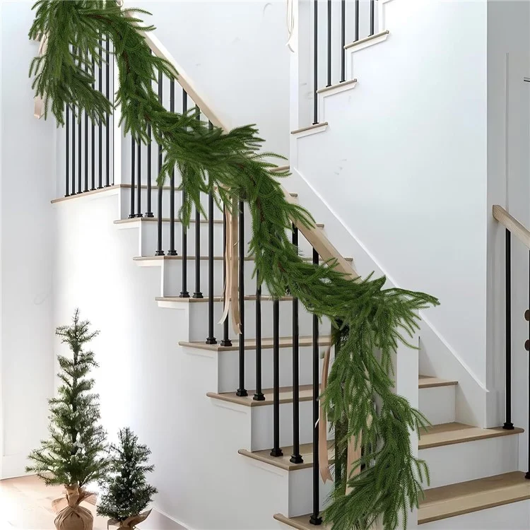 1.8m Artificial Pine Garland Cedar Vine Garland for Stairs, Fireplace, and Window Decoration Realistic Faux Pine Branches