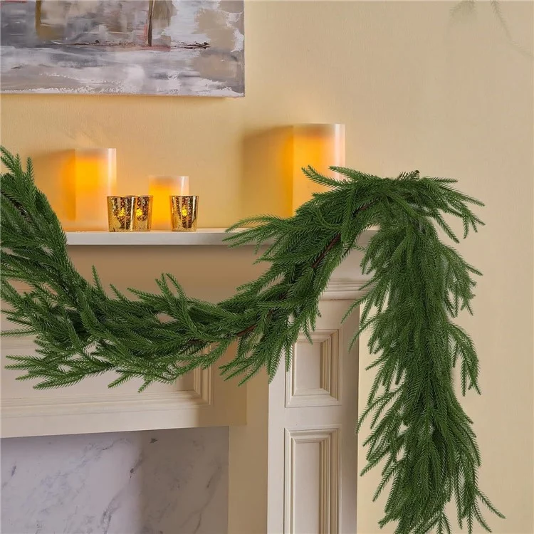 2.7m Artificial Pine Garland Cedar Vine Garland for Stairs, Fireplace, and Window Decoration Realistic Faux Pine Branches
