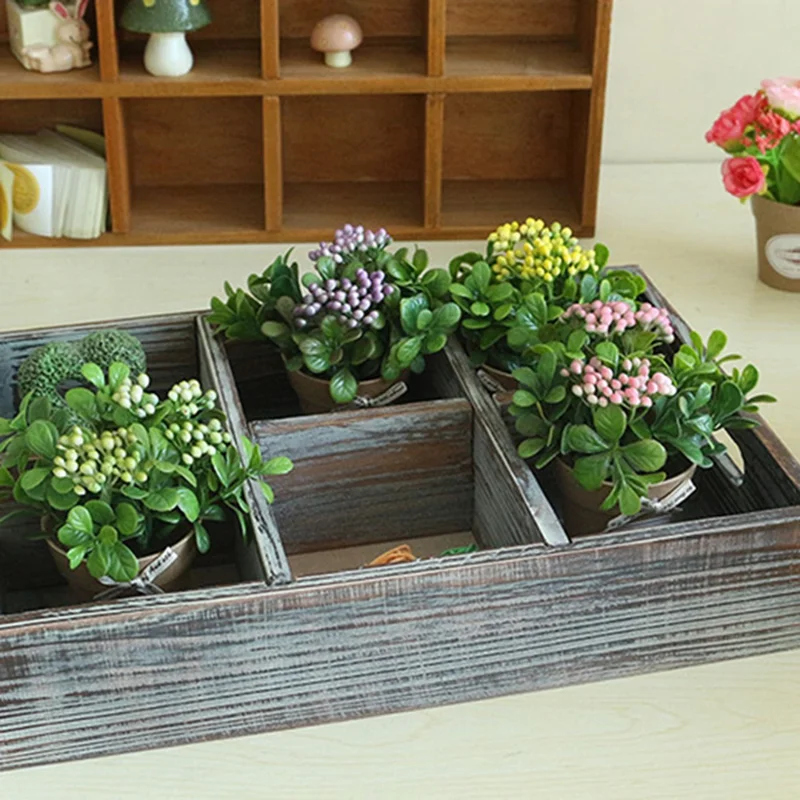 Artificial Flower Small Bonsai Plastic Fake Plant Floral Decoration Desktop Ornament - Pink