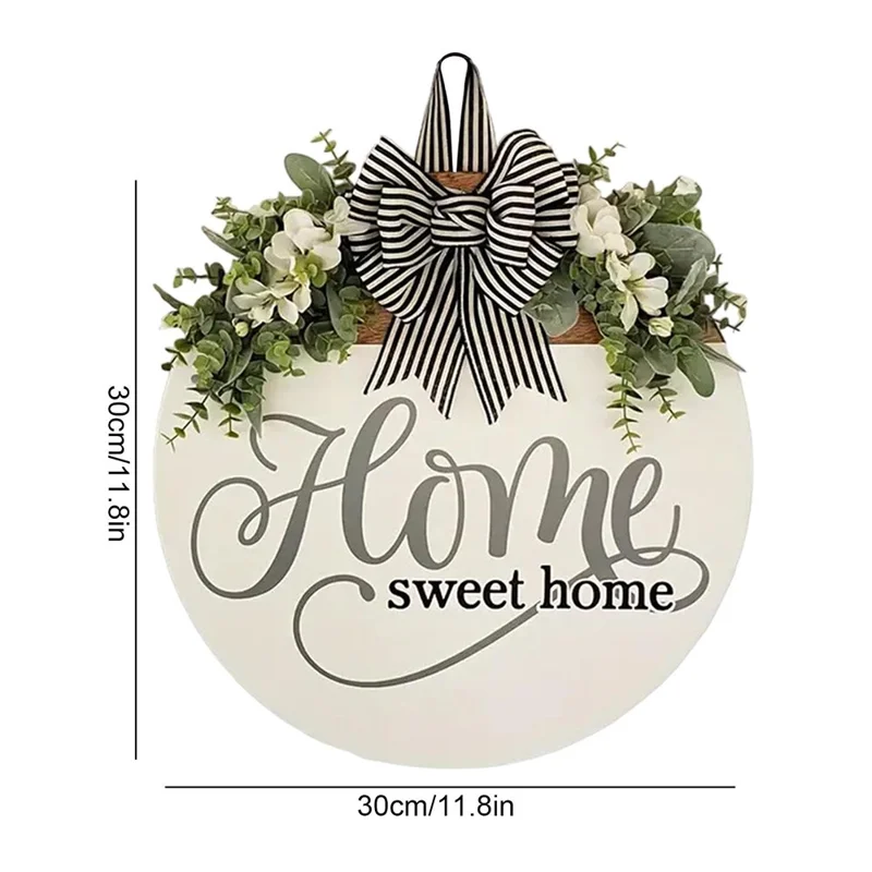 Spring Summer Front Door Wreath Welcome Sign Sweet Home Artificial Floral Wreath for Entrance Hanging Decor