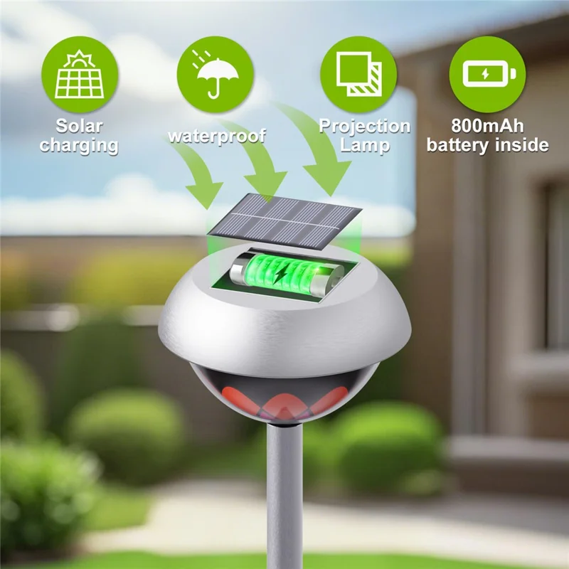 F10 2 Uds. Lámpara de Jardín Solar con Proyección Floral, Impermeable, de Acero Inoxidable para Césped Exterior