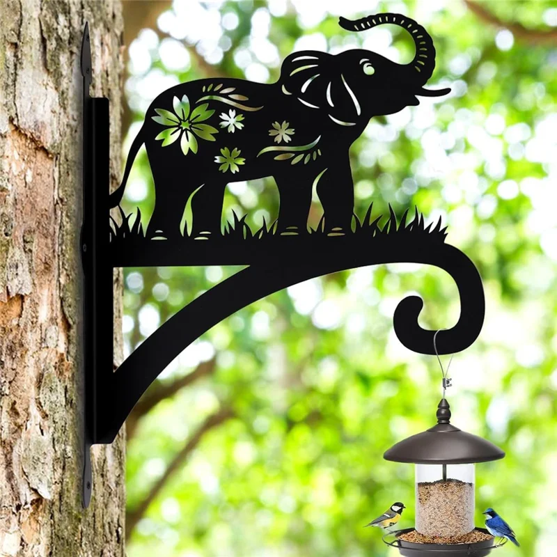 Outdoor Heavy Duty Iron Hanging Basket Hook Plant Hanger Animal Silhouette Decorative Garden Bracket - Dog