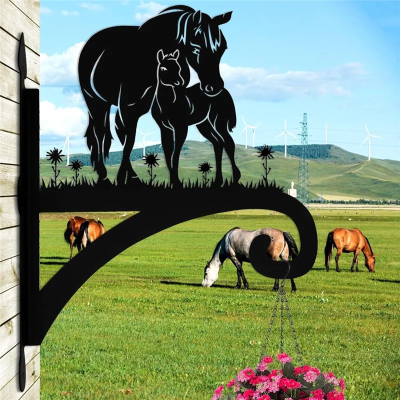 Outdoor Heavy Duty Iron Hanging Basket Hook Plant Hanger Animal Silhouette Decorative Garden Bracket - Dog