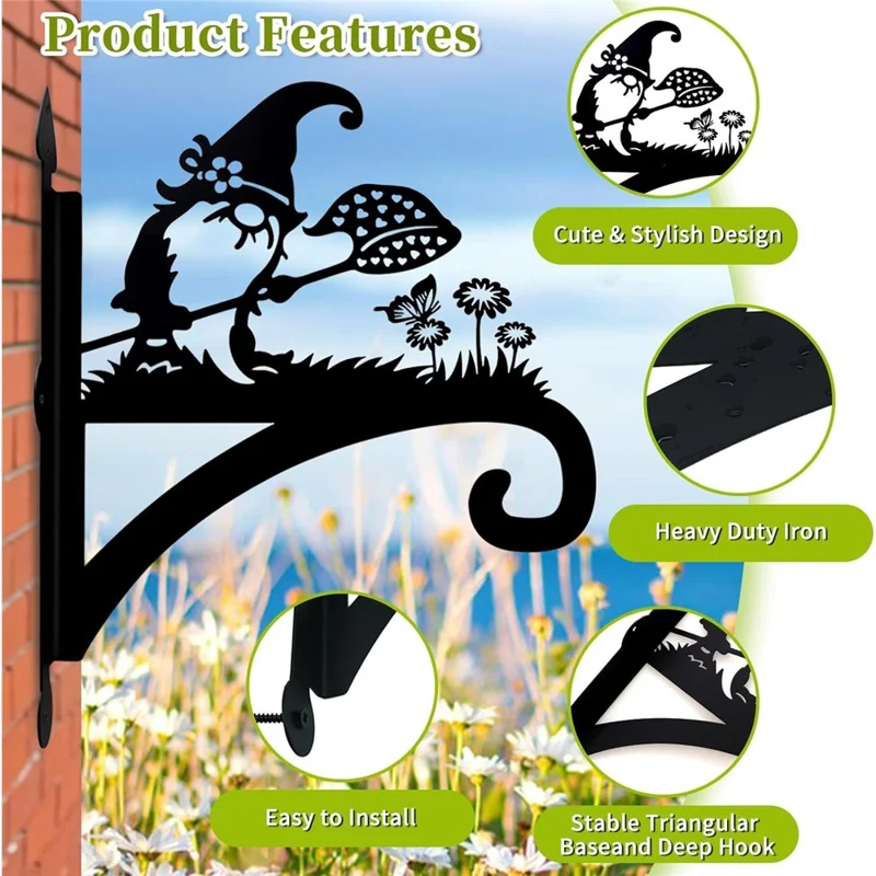 Outdoor Heavy Duty Iron Hanging Basket Hook Plant Hanger Animal Silhouette Decorative Garden Bracket - Dog