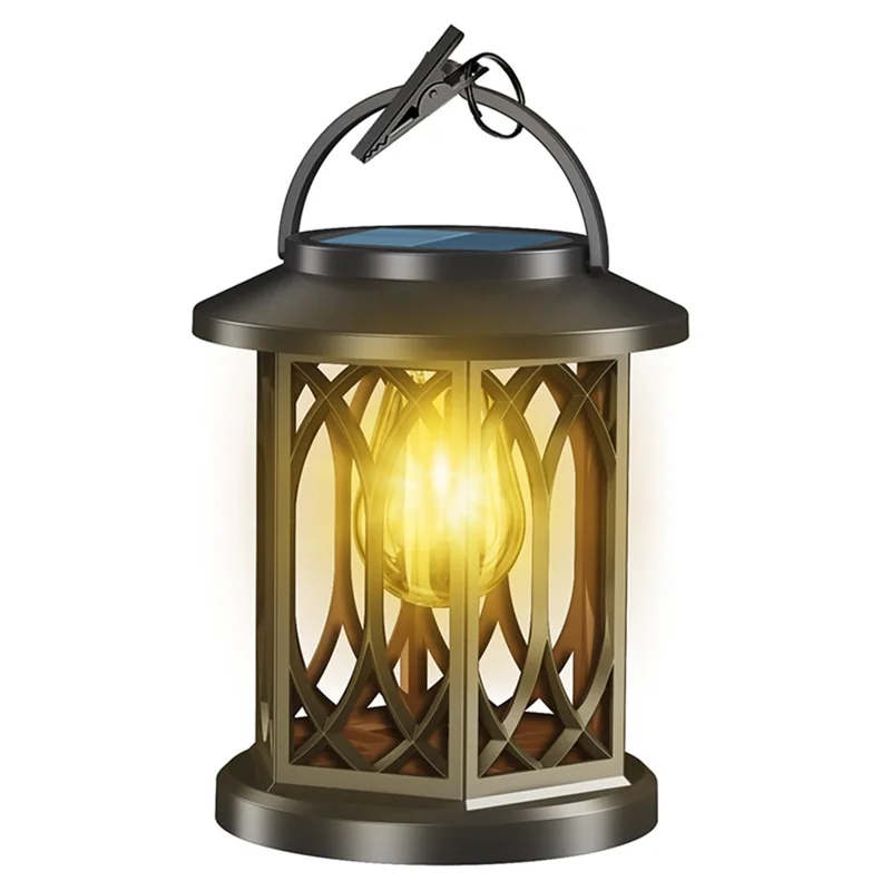 YY-91008A1 Solar Lantern Tungsten Filament Bulb Design IP65 Waterproof Outdoor Garden Hanging Lamp