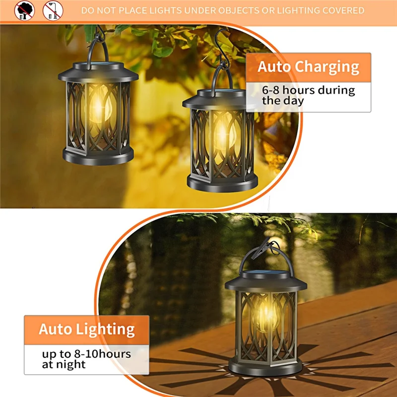 YY-91008A1 Solar Lantern Tungsten Filament Bulb Design IP65 Waterproof Outdoor Garden Hanging Lamp