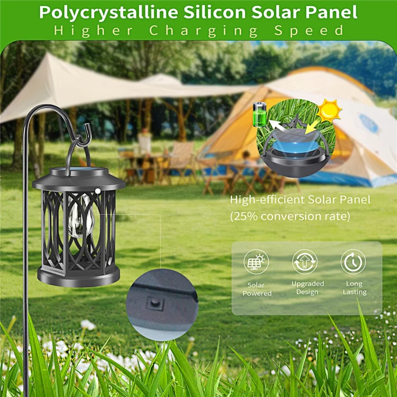 YY-91008A1 Solar Lantern Tungsten Filament Bulb Design IP65 Waterproof Outdoor Garden Hanging Lamp