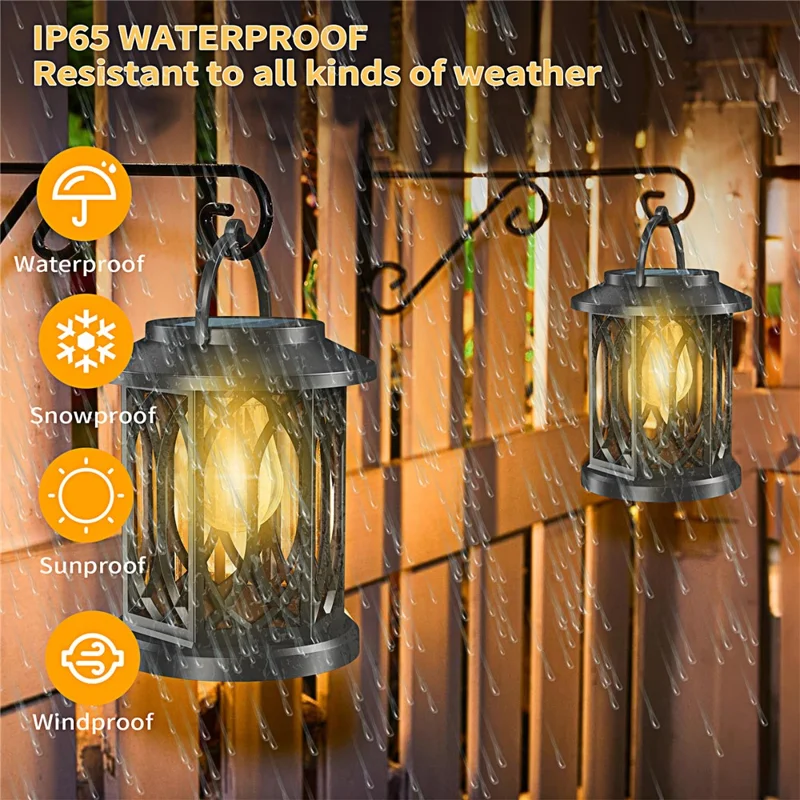 YY-91008A1 Solar Lantern Tungsten Filament Bulb Design IP65 Waterproof Outdoor Garden Hanging Lamp