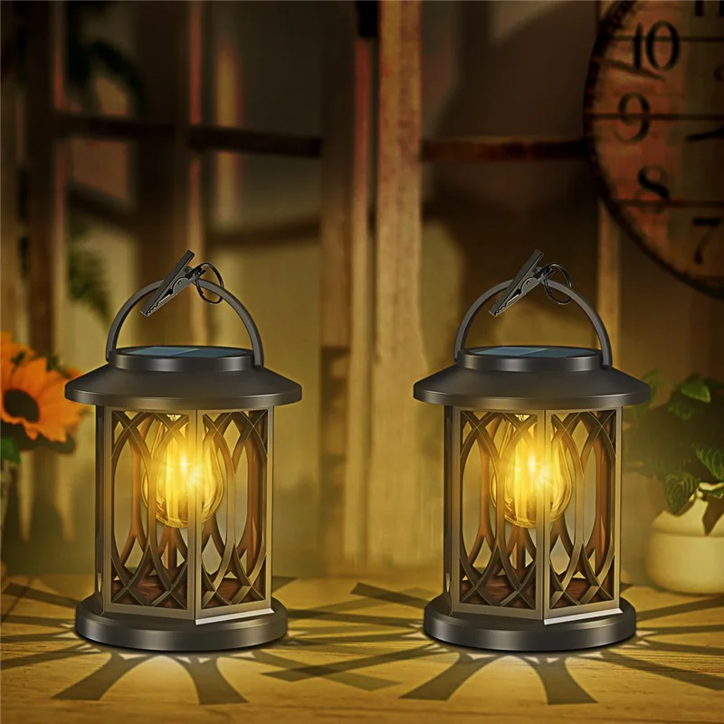 YY-91008A1 Solar Lantern Tungsten Filament Bulb Design IP65 Waterproof Outdoor Garden Hanging Lamp