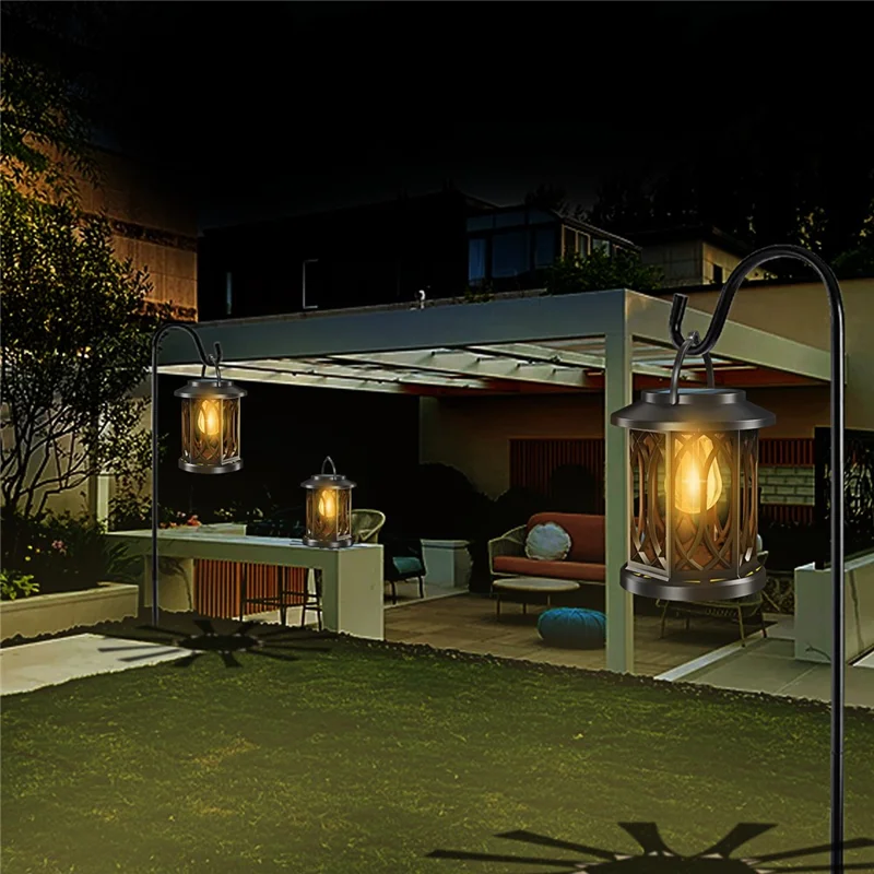 YY-91008A1 Solar Lantern Tungsten Filament Bulb Design IP65 Waterproof Outdoor Garden Hanging Lamp