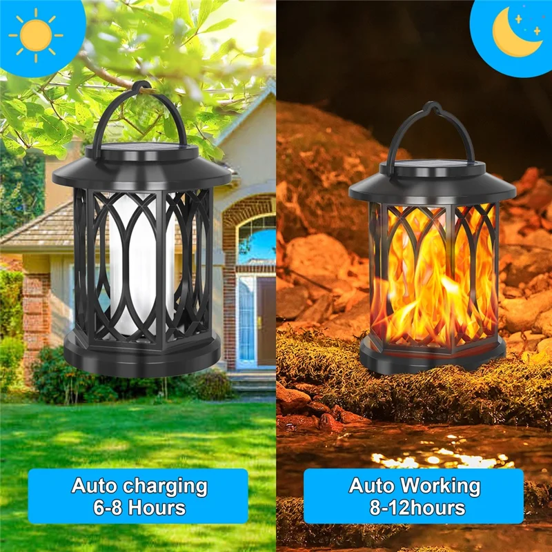 YY-91008A Solar Lantern Flickering Flame Lights IP65 Waterproof Auto On / Off Lanterns for Garden / Patio