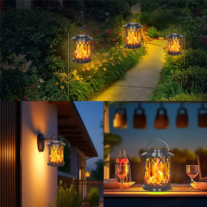 YY-91008A Solar Lantern Flickering Flame Lights IP65 Waterproof Auto On / Off Lanterns for Garden / Patio