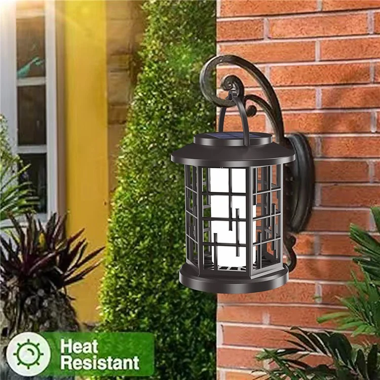 YY-91008B Hanging Solar Lights Lantern IP65 Waterproof Outdoor Flickering Flames Lantern for Yard Garden