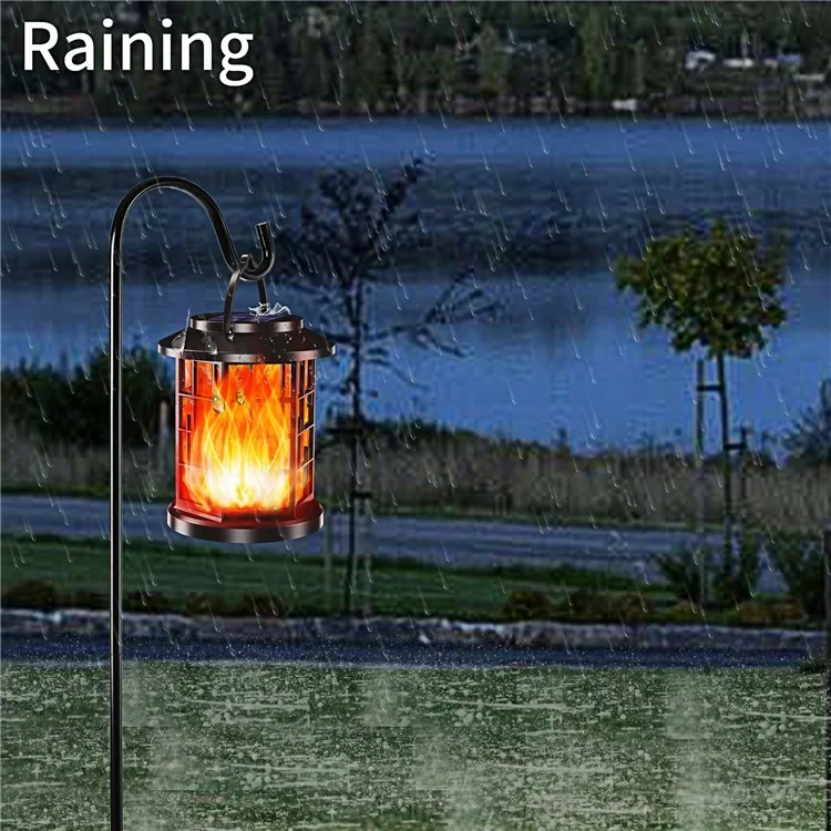 YY-91008B Hanging Solar Lights Lantern IP65 Waterproof Outdoor Flickering Flames Lantern for Yard Garden