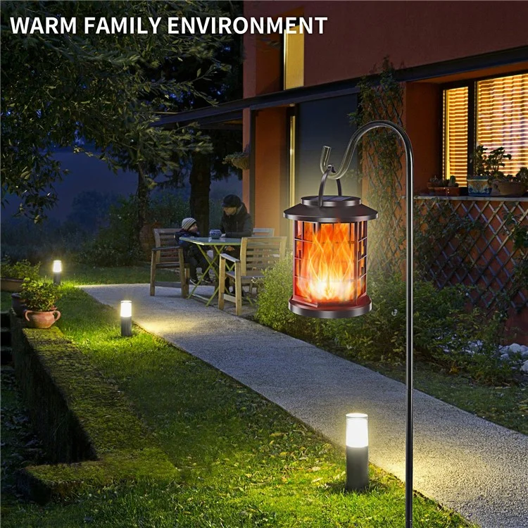 YY-91008B Hanging Solar Lights Lantern IP65 Waterproof Outdoor Flickering Flames Lantern for Yard Garden