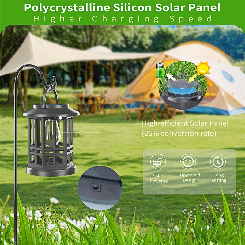Lanternas Solares YY-91008C1 com Lâmpada de 2800-3200K, Filamento de Tungstênio, IP65 à Prova d'Água para Pendurar em Ambientes Externos
