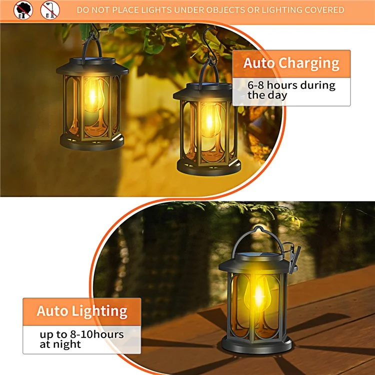 YY-91008D1 Solar Lanterns Bulb Design Tungsten Filament IP65 Waterproof Outdoor Hanging Lamp for Garden