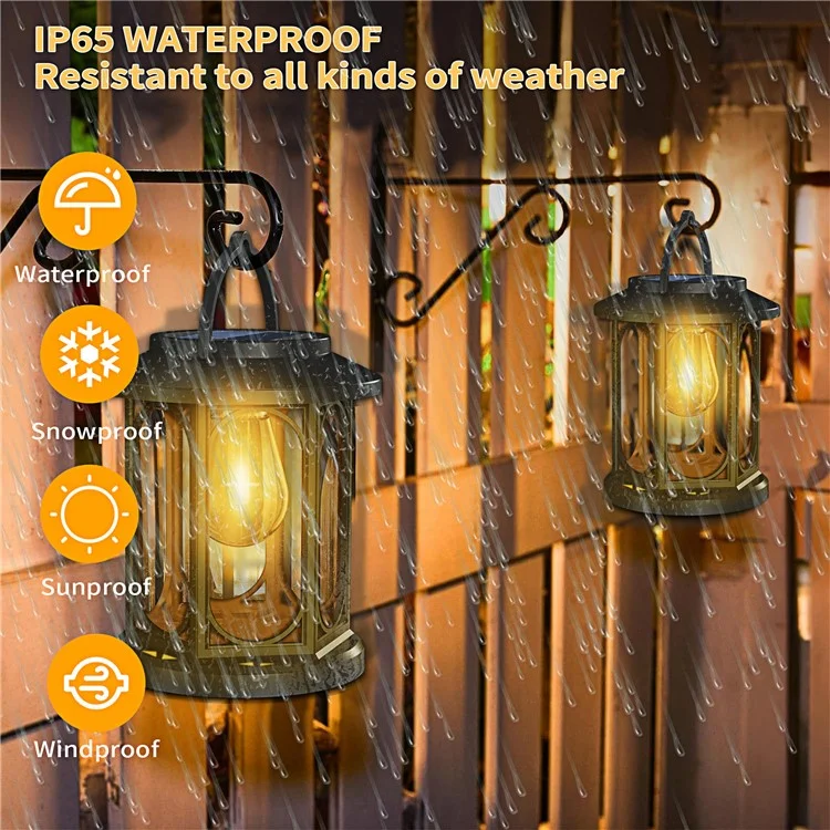 YY-91008D1 Solar Lanterns Bulb Design Tungsten Filament IP65 Waterproof Outdoor Hanging Lamp for Garden