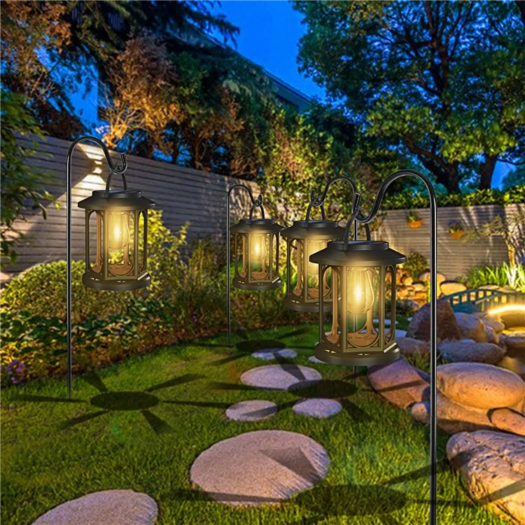 YY-91008D1 Solar Lanterns Bulb Design Tungsten Filament IP65 Waterproof Outdoor Hanging Lamp for Garden