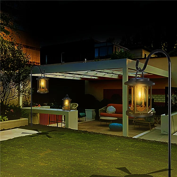 YY-91008D1 Solar Lanterns Bulb Design Tungsten Filament IP65 Waterproof Outdoor Hanging Lamp for Garden