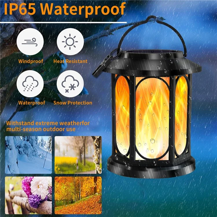 YY-91008D Solar Lanterns Outdoor IP65 Waterproof Flickering Flame Hanging Lights for Garden / Lawn