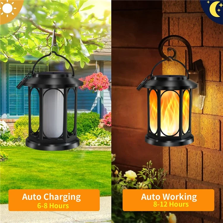 YY-91008D Solar Lanterns Outdoor IP65 Waterproof Flickering Flame Hanging Lights for Garden / Lawn